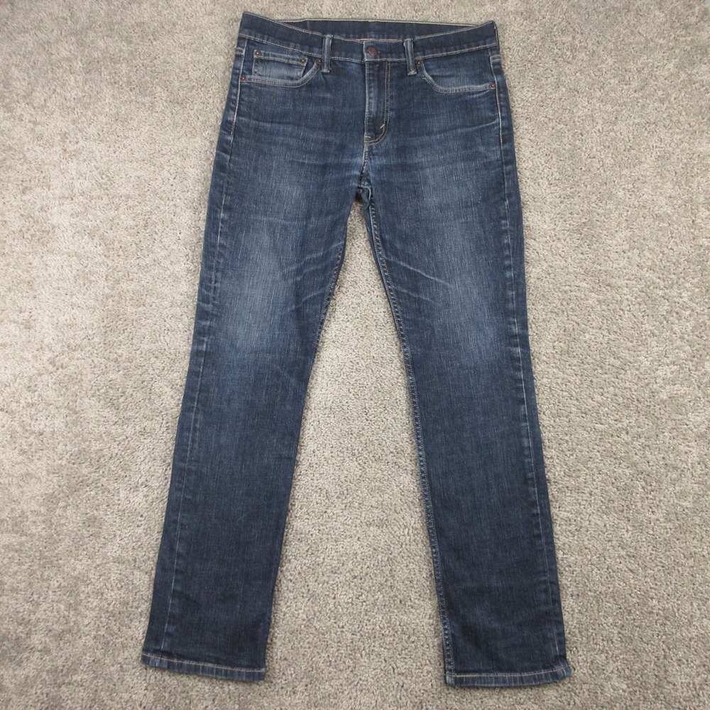 Levis Jeans Mens 33x32 Blue 511 Slim Straight Faded Distressed Flex Denim Pants